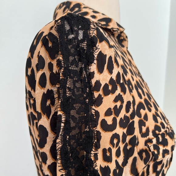 Guess Cheeta Print Long Sleeve Button Up Shirt - Picture 4 of 5